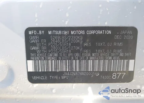 2021 Mitsubishi Outlander Phev Gt S-Awc/Le S-Awc/Sel S-Awc from USA, damaged, VIN JA4J2VA76MZ000569